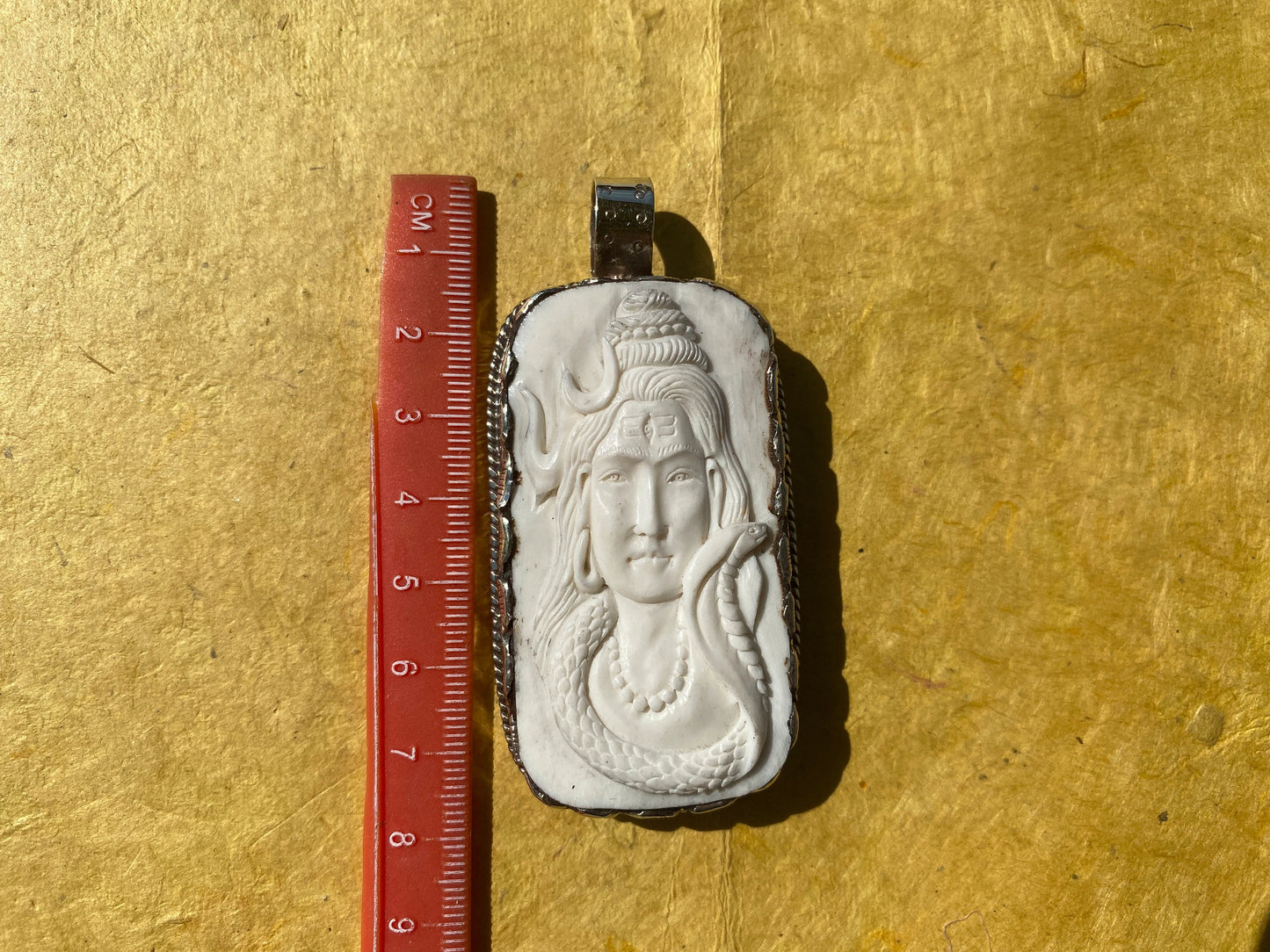 Lord Shiva Hand carved Buffalo Bone Tibetan Silver Pendant, for Men / Women, Hindu God Deity Protection Powerful Amulet, Spiritual Amulet