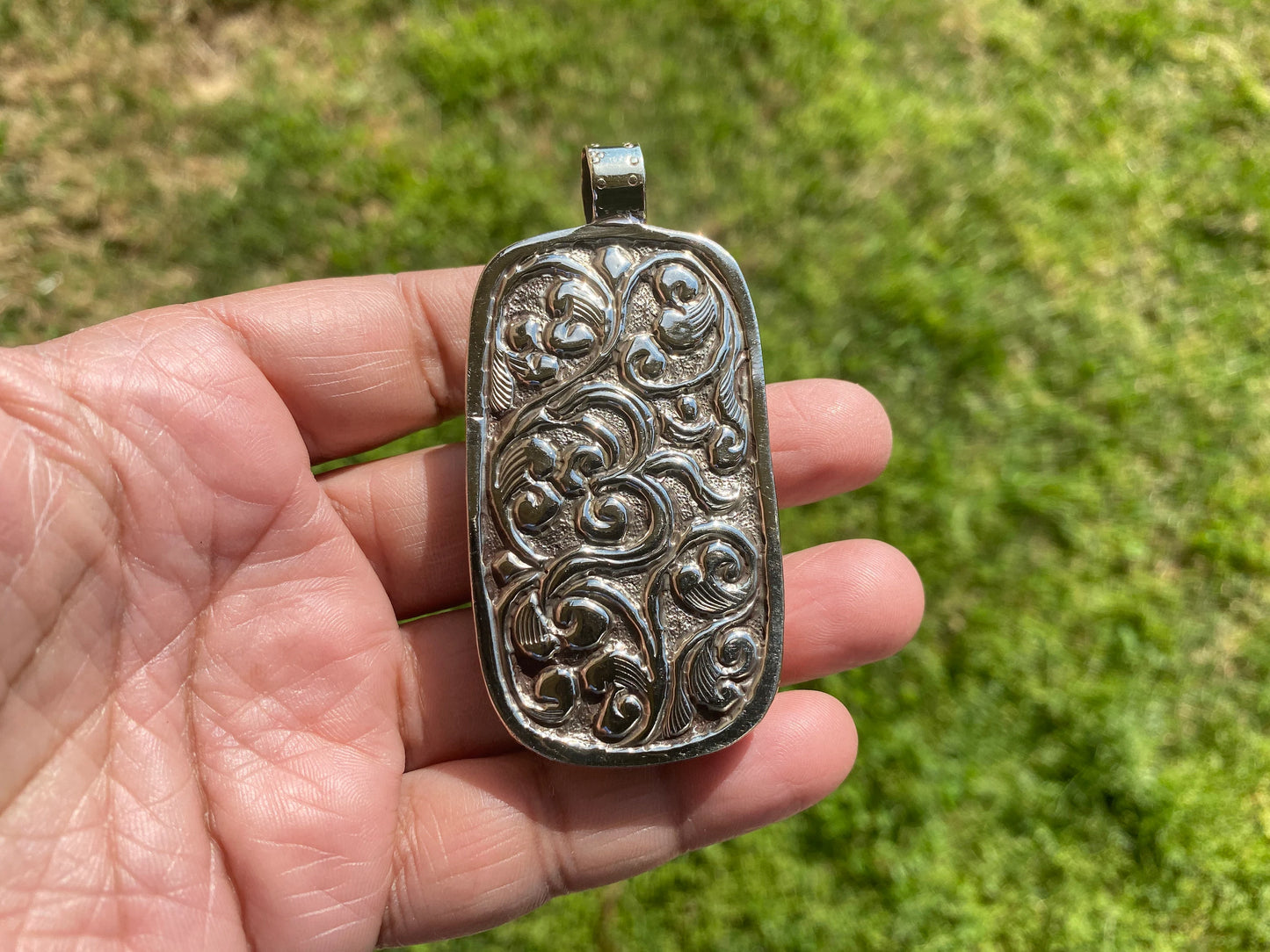 Lord Shiva Hand carved Buffalo Bone Tibetan Silver Pendant, for Men / Women, Hindu God Deity Protection Powerful Amulet, Spiritual Amulet