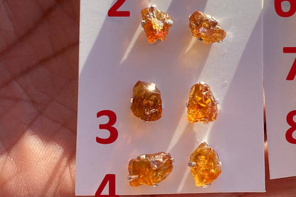 Tiny Raw Citrine Studs Earrings, Sterling Silver Earrings, Rough Citrine Sterling Silver Earring, Raw Citrine Earring, November Birthstone