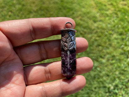 Sterling Silver Pointed Fluorite Natural Stone Pendant, Healing Point Crystal, Fluorite Gemstone Point, Rainbow Fluorite, Tibetan Pendant