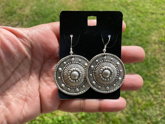 Stylist Matte Silver Plated Lead & Nickel Free Turkish Design Earrings, Dangle Earrings, Arabic Earring, Ancient Gypsy Earring, Light Weight
