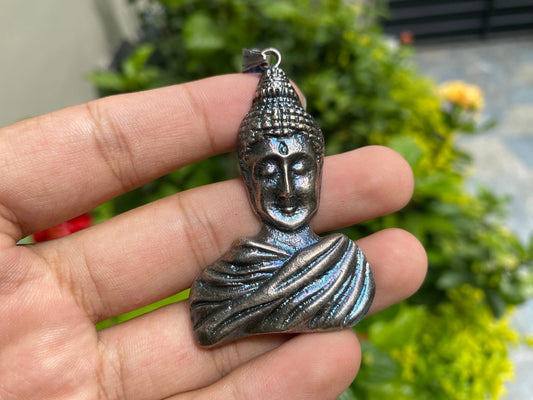 Symbol of Peace: Beautifully Handcrafted Buddha in Silver Overlay Brass Pendant, Feel the Peace and Serenity, Pendant for Positivity.