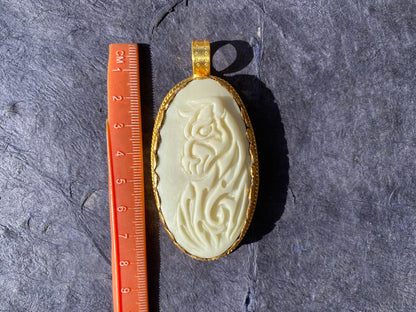Taurus Zodiac Sign Bone Pendant, 18k Brushed Gold Overlay with Anti Tarnish Pendant, Horoscope Medallion, Bull Zodiac Symbol, Zodiac Jewelry