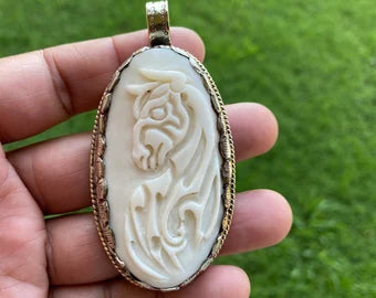 Taurus Zodiac Sign Bone Pendant, Tibetan Silver, Horoscope Medallion, Unisex Pendant, Astrological Sign, Bull Zodiac Symbol, Zodiac Jewelry