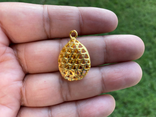 Tear Drop Charm /Pendant, 18K Gold Overlay Over Brass, Charms for Earring Necklace Bracelets, Bridesmaids Pendant, Findings,Jewelry Supplies
