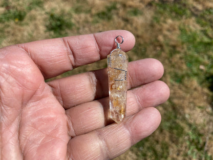 Terminated Pointed Silver Plated Wire Wrapped Gemstone, Crown Chakra, Healing Stone, Bridesmaids Jewelry, Cleansing Stone, Quartz Pendants