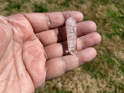 Terminated Pointed Silver Plated Wire Wrapped Gemstone, Crown Chakra, Healing Stone, Bridesmaids Jewelry, Cleansing Stone, Quartz Pendants