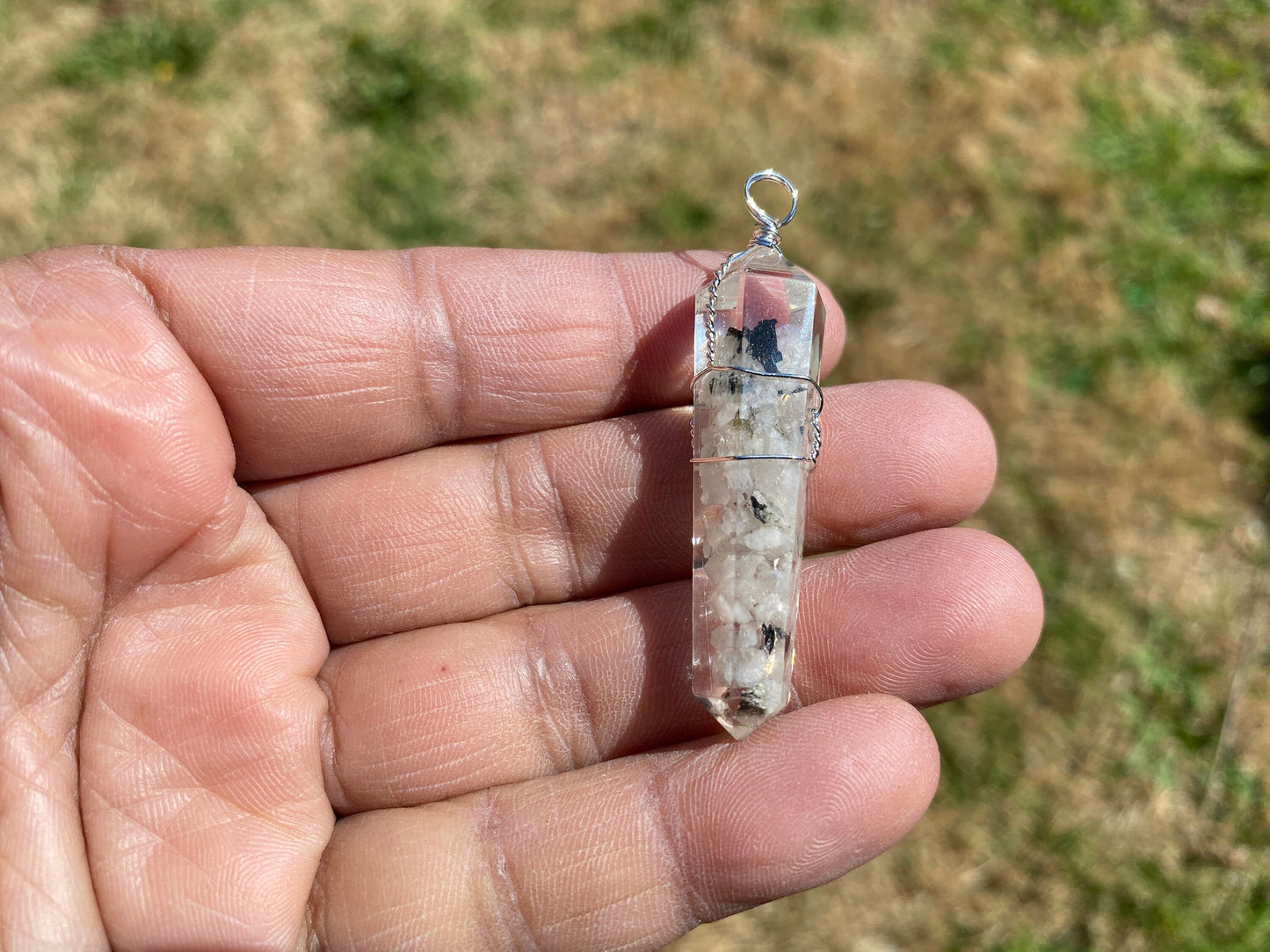 Terminated Pointed Silver Plated Wire Wrapped Gemstone, Crown Chakra, Healing Stone, Bridesmaids Jewelry, Cleansing Stone, Quartz Pendants
