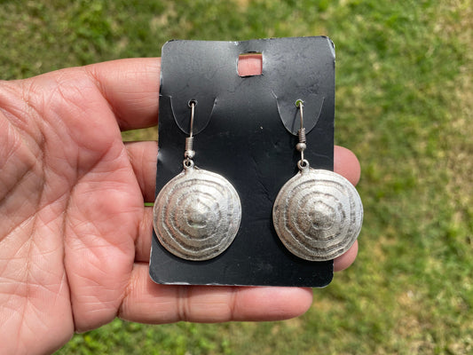 Tibetan Design Earrings, Antique Silver Plated Earrings, Tribal Earrings, Boho Earrings, Circle Shape Earrings, Gipsy Earrings, Ethnic