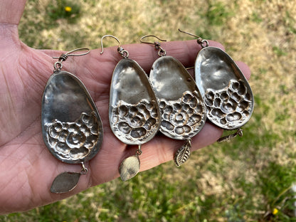Tibetan Designs Earrings, Made with Tibetan Silver & Green Agate or Purple Agate Stone, Tribal Earrings, Bohemian Earrings, Gift for Wife