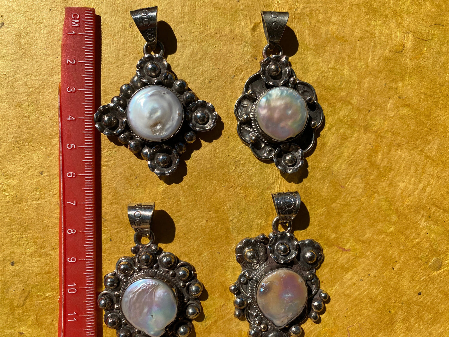 Tibetan Silver Pendant with Mother of Pearl, Birthstone Pendant for Necklace, Hill Tribe Jewelry, Women Jewelry, Himalayan Ethnic Jewelry