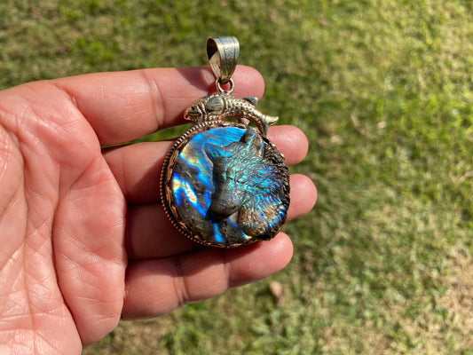 Carved Dog Labradorite Pendant, Tibetan Silver, Natural Stone Jewelry, Pet Lover's  Jewelry, Paw Fashion Jewelry, Dog Memorable Gift