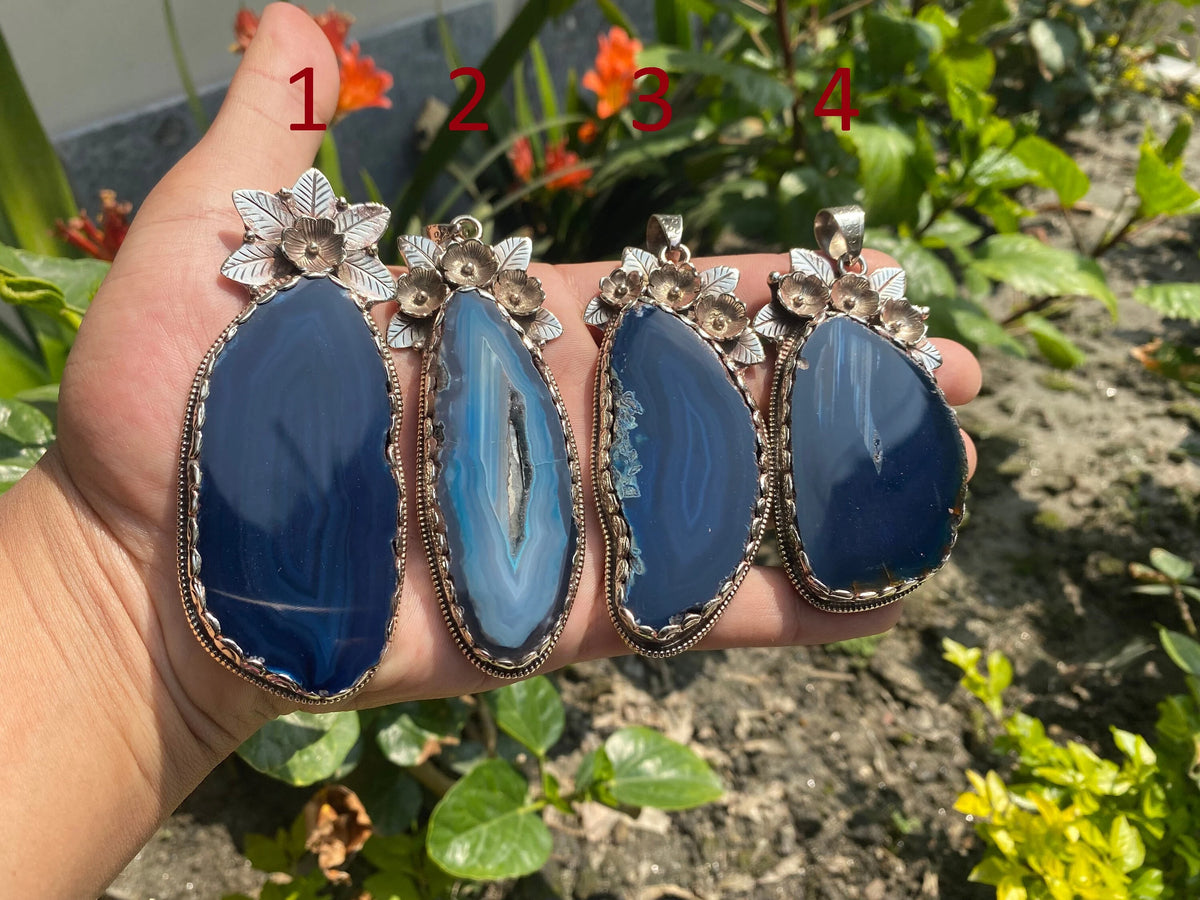 Whispers of Nature: Tibetan Silver and Agate Slice Pendant, Timeless Beauty, Tibetan Silver and Agate Slice Pendant