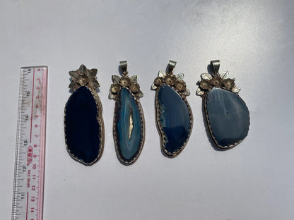 Whispers of Nature: Tibetan Silver and Agate Slice Pendant, Timeless Beauty, Tibetan Silver and Agate Slice Pendant