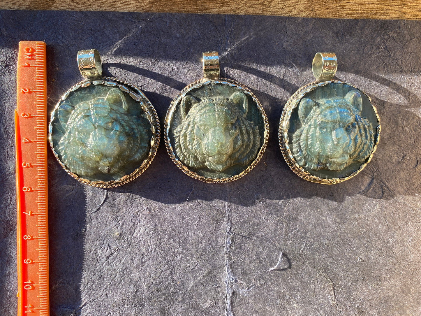 Tiger Hand Carved Labradorite Tibetan Silver Pendant, Tiger Pendant, Labradorite Tiger, Blue Labradorite, Crystal Pendant, Animal Pendant