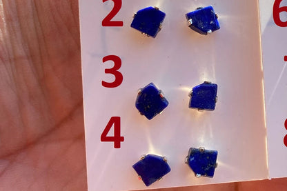 Tiny Lapis Lazuli Gemstone Sterling Silver Stud Earring, Raw Natural Stone, Energy, Protection Jewelry, Handmade Earring, Birthday Gift