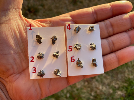 Tiny Natural Raw Pyrite Stud Sterling Silver Earrings, Stud Earring, Prong Earring, Pyrite Earrings, Pyrite Crystal Earring, Healing Crystal