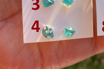 Tiny Raw Blue Apatite Gemstone 92.5 Sterling Silver Stud Earrings, Healing Crystal Earring, Natural Stone Earring, Bridesmaids Jewelry