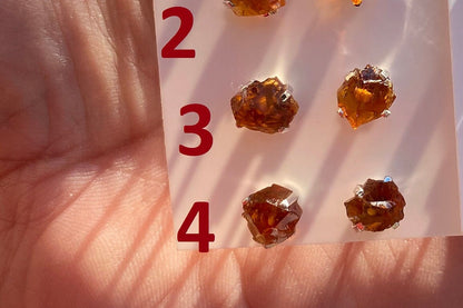 Tiny Raw Citrine Studs Earrings, Sterling Silver Earrings, Rough Citrine Sterling Silver Earring, Raw Citrine Earring, November Birthstone