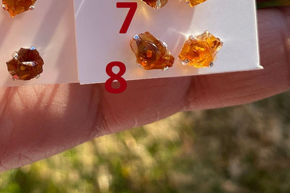 Tiny Raw Citrine Studs Earrings, Sterling Silver Earrings, Rough Citrine Sterling Silver Earring, Raw Citrine Earring, November Birthstone