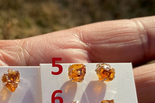 Tiny Raw Citrine Studs Earrings, Sterling Silver Earrings, Rough Citrine Sterling Silver Earring, Raw Citrine Earring, November Birthstone