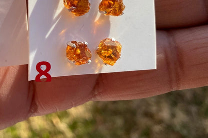 Tiny Raw Citrine Studs Earrings, Sterling Silver Earrings, Rough Citrine Sterling Silver Earring, Raw Citrine Earring, November Birthstone