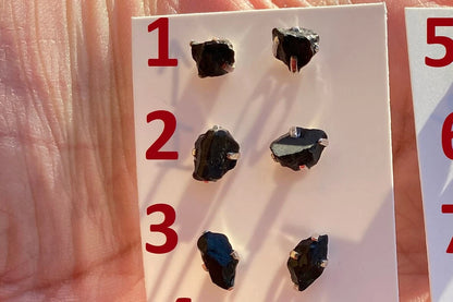 Tiny Raw Natural  Black Tourmaline Studs Earrings, Sterling Silver Earrings, Raw Gemstone Earring, Energy Stone Earring, Birthstone Jewelry