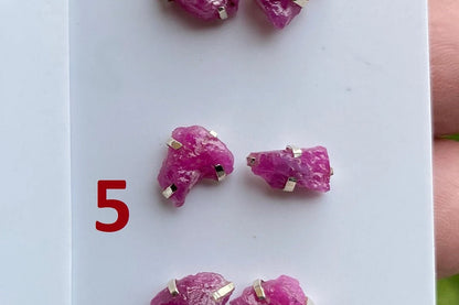 Tiny Raw Ruby Gemstone Stud Earrings, Sterling Silver Earrings, July Birthstone, Rough Ruby, Prong Stud, Healing Crystal Earring, For Girls
