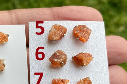 Tiny Raw Sunstone Studs Earrings, Sterling Silver Earrings, Rough Sunstone Sterling Silver Earring, Raw Sunstone Earring, Birthstone