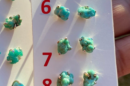 Tiny Raw Turquoise Stud Earrings, Elegant, Dainty, Stylish Natural Stone Stud Earring, Sterling Silver Earring Stud, Raw Stone Stud For Girl