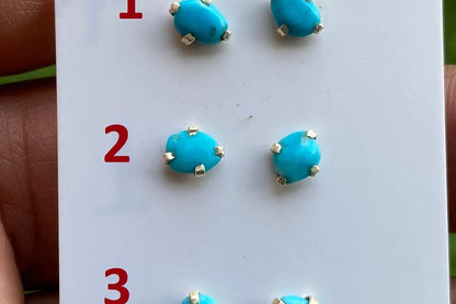 Tiny Raw Turquoise Stud, Sterling Silver Earring, Elegant, Dainty, Stylish Natural Stone Stud Earrings, Raw Stone Stud For Girl, Rough Stone
