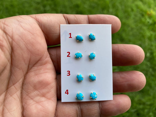 Tiny Raw Turquoise Stud, Sterling Silver Earring, Elegant, Dainty, Stylish Natural Stone Stud Earrings, Raw Stone Stud For Girl, Rough Stone