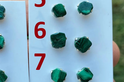 Tiny Sterling Silver Stud Earrings, Raw Natural Chip Malachite Gemstone, Tiny Malachite Earrings, Malachite Jewelry, Heart Chakra Stone,