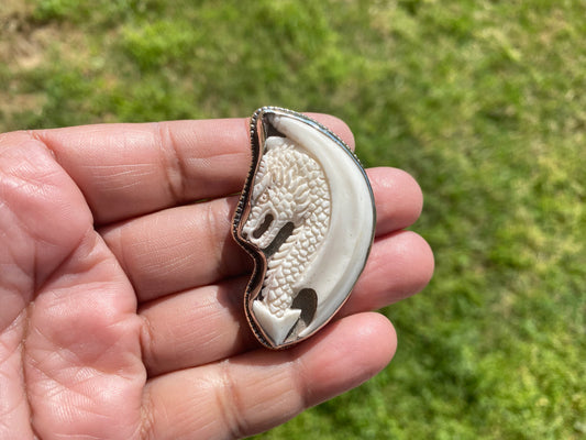 Dragon Carved Buffalo Bone Tibetan Silver Pendant, Tribal, Ethnic, Tibetan Jewelry, Himalayan Jewelry, For Protection, Unisex, Unique Design