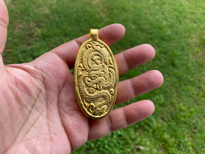 Trisula 18k Matte Gold High Quality Overlay Non Tarnish, Trident Bone Pendant, Shiva's Weapon, Universal Symbol, Spiritual Hindu Amulet