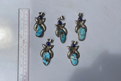 Turquoise Elegance: Unique Turquoise Pendant for Daily wear adorned with Lapis and Tibetan Silver, Trendy Turquoise Pendant , Perfect Gift.