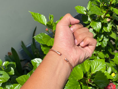 Twisted Copper Bracelet, Adjustable Copper Bracelet, Unisex Bracelet, Yin Yang adorned on twisted Bracelet, Bracelet for Daily wear, Gift.