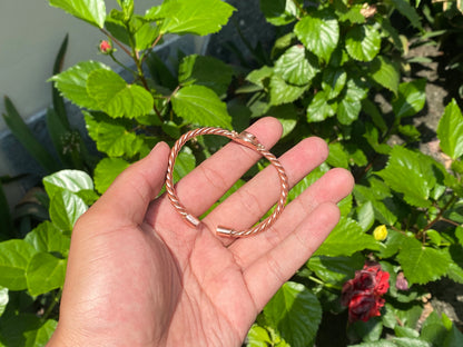Twisted Copper Bracelet, Adjustable Copper Bracelet, Unisex Bracelet, Yin Yang adorned on twisted Bracelet, Bracelet for Daily wear, Gift.