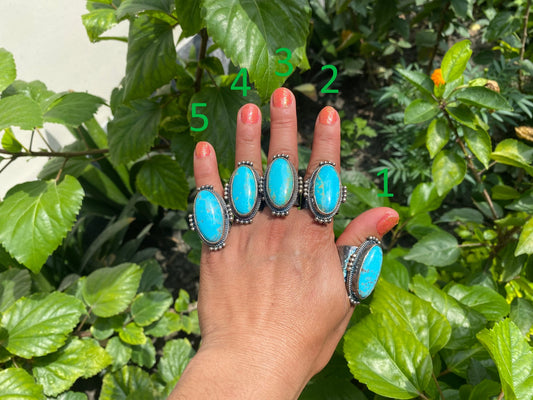 Two-Tone Big Adjustable Natural Turquoise Ring | Handmade Boho Hammered Silver Overlay Brass Ring, Energy Stone Ring, Bridesmaid Gift
