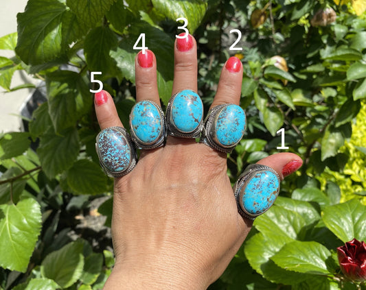 Unique Big Two-Tone Natural Turquoise Ring with Butterfly Design in Silver Overlay Brass | Bohemian Turquoise Jewelry, Perfet Gift Ring