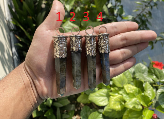 Unique Pointed Natural Labradorite Tibetan Silver Pendant | Bohemian Style, Artisian Jewelry, Spiritual Protection Healing Calming Jewelry