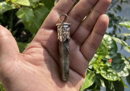 Unique Pointed Natural Labradorite Tibetan Silver Pendant | Bohemian Style, Artisian Jewelry, Spiritual Protection Healing Calming Jewelry