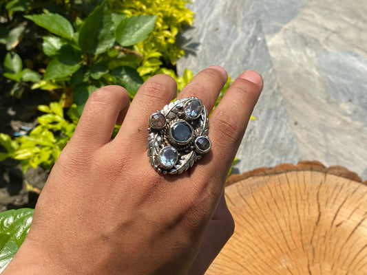 Unique Unisex Aesthetic Ring, Adjustable Ring, Tibetan silver Ring.