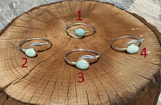 Unique hammered leaf designed bracelet for daily wear, Turquoise Adorned cuff bracelet, Gold and silver overlay Bracelet, Aesthetic bracelet