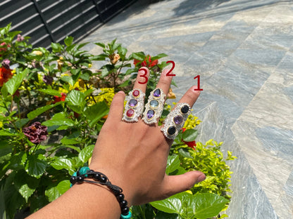 Unique shaped Ring, Unisex Ring, Handmade Ring, Adjustable Ring, Natural Gemstone Ring, Healing Ring.