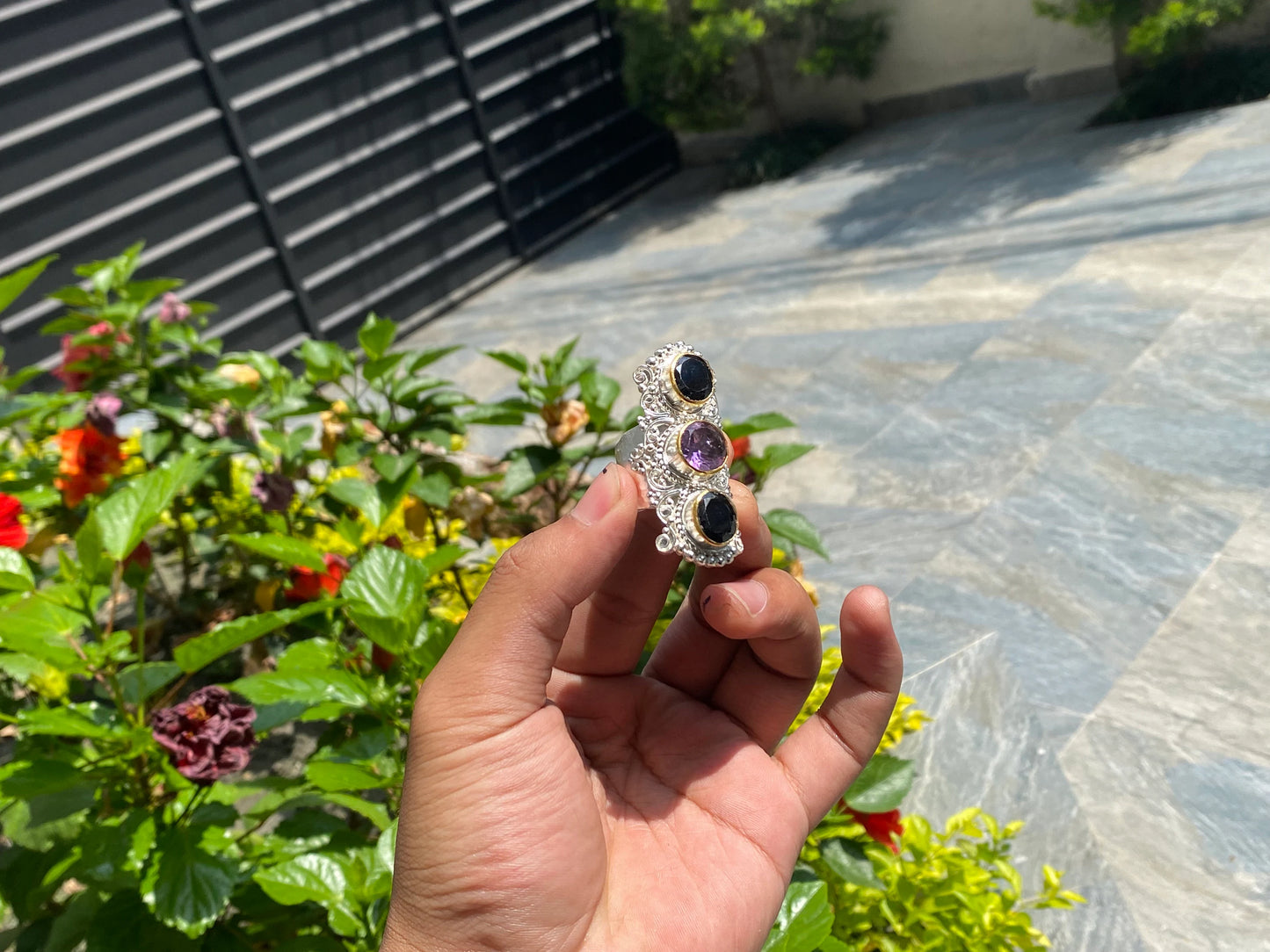 Unique shaped Ring, Unisex Ring, Handmade Ring, Adjustable Ring, Natural Gemstone Ring, Healing Ring.