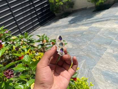 Unique shaped Ring, Unisex Ring, Handmade Ring, Adjustable Ring, Natural Gemstone Ring, Healing Ring.