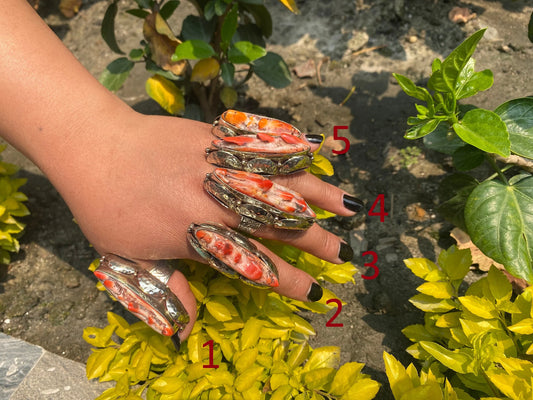 Spiny Orange Oyster: Unisex Adjustable Ring, Handmade with love, gift ideas, Hammered Ring, Antique ring, Ring for Daily use.
