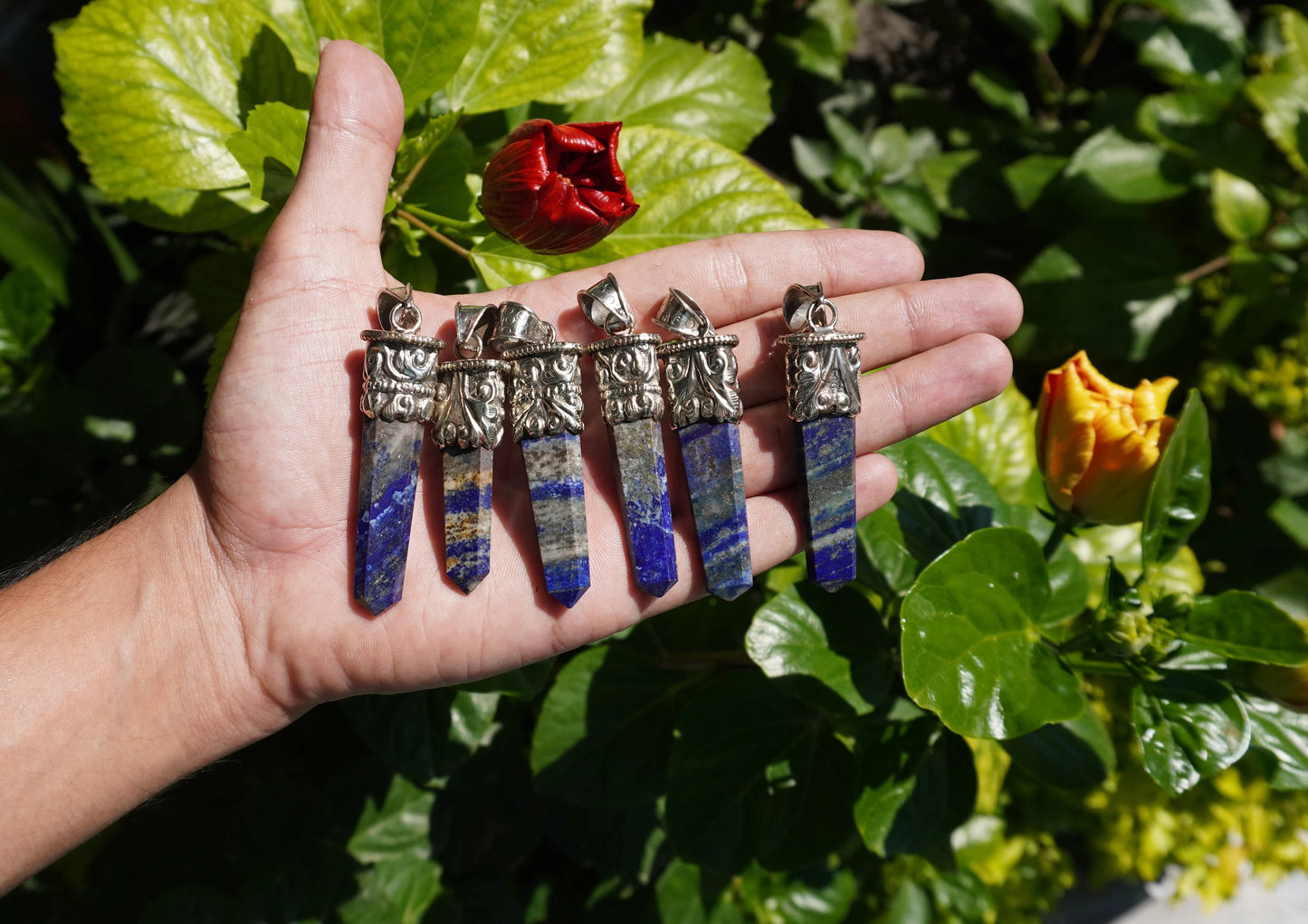 Unisex Healing Pendant | Stylish and Unique Pendant from Nepal, Lapis Lazuli Pendant adorned with Red Coral, Daily Wear Pendant, Gift ideas