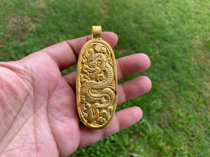Vajra Buffalo Bone Amulet, High Quality 18k Matte Gold Overlay Non Tarnish, Boho Jewelry, Protector Amulet, Buddhist Jewelry, Dorje Pendant